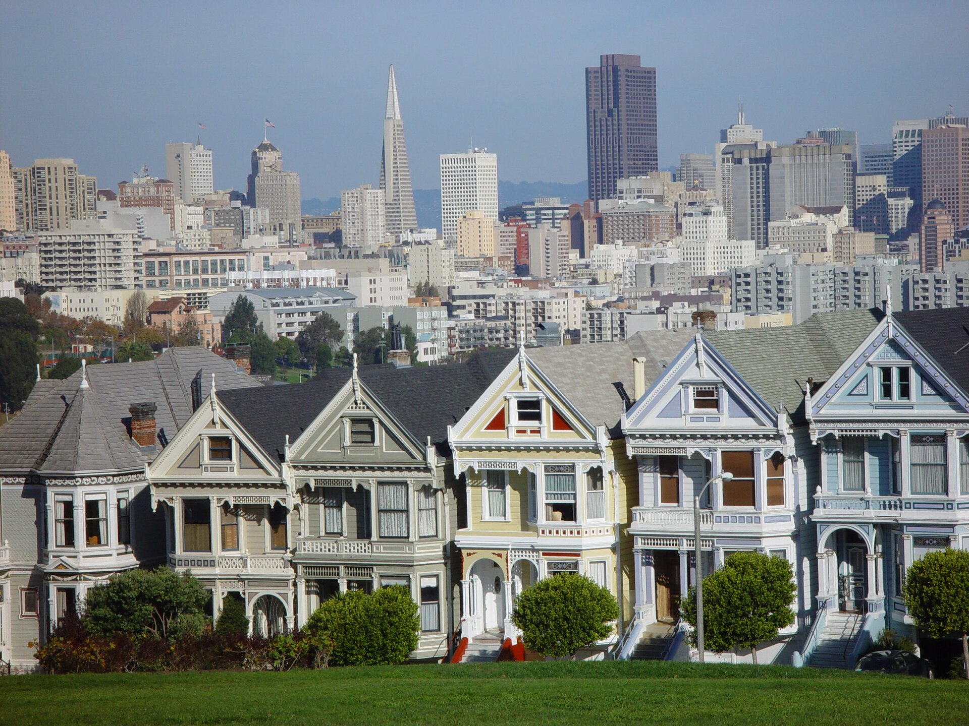 Victorian homes facing a park in San Francisco